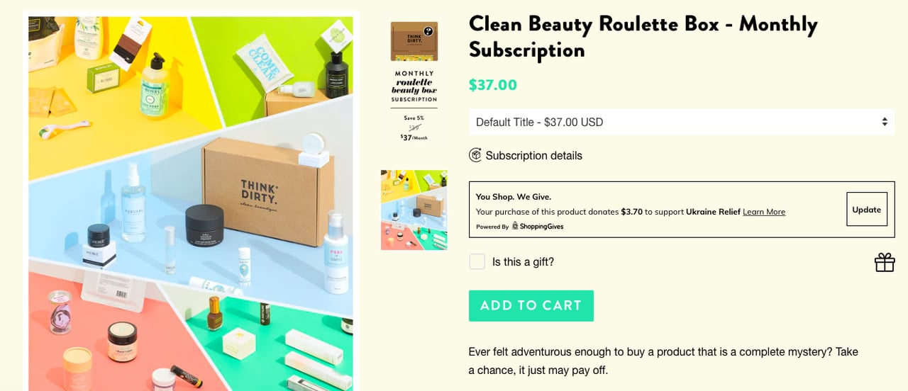 Clean Beautique'nin içeriğinde roulette kutusu olan ürün paketi