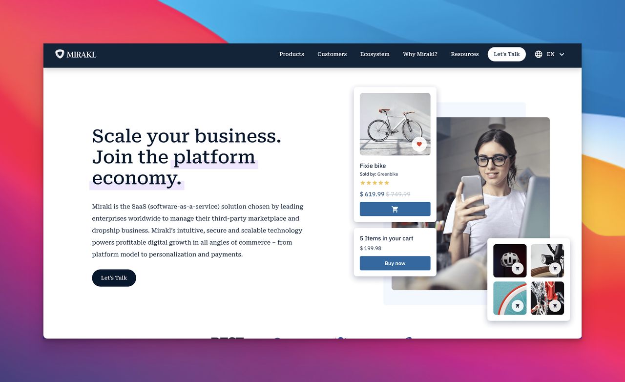 Mirakl Inc multi-vendor marketplace platform homepage