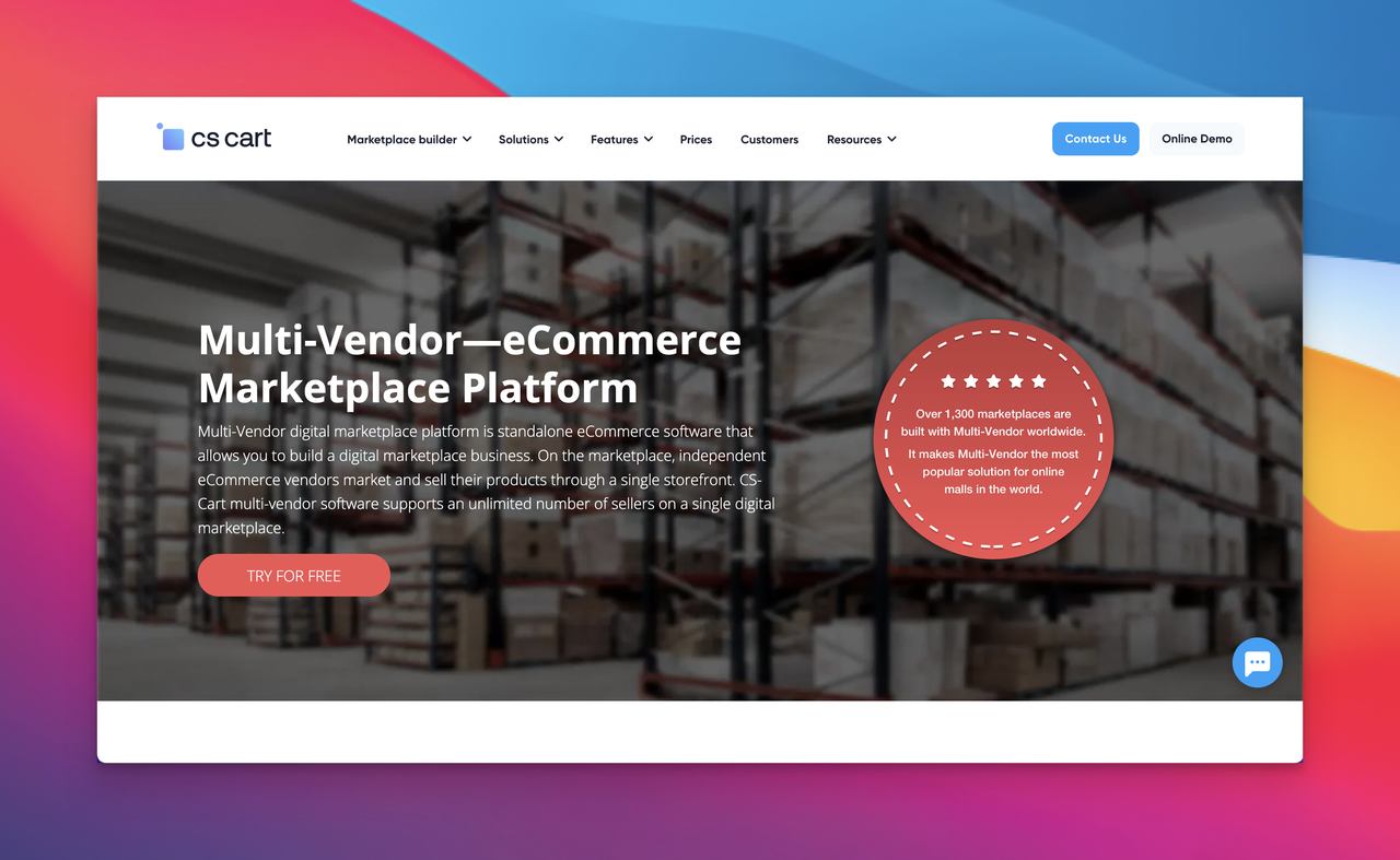CS Cart multi-vendor marketplace platform homepage