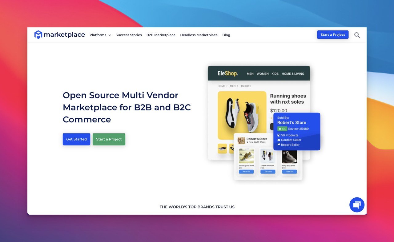 Webkul multi-vendor marketplace platform homepage
