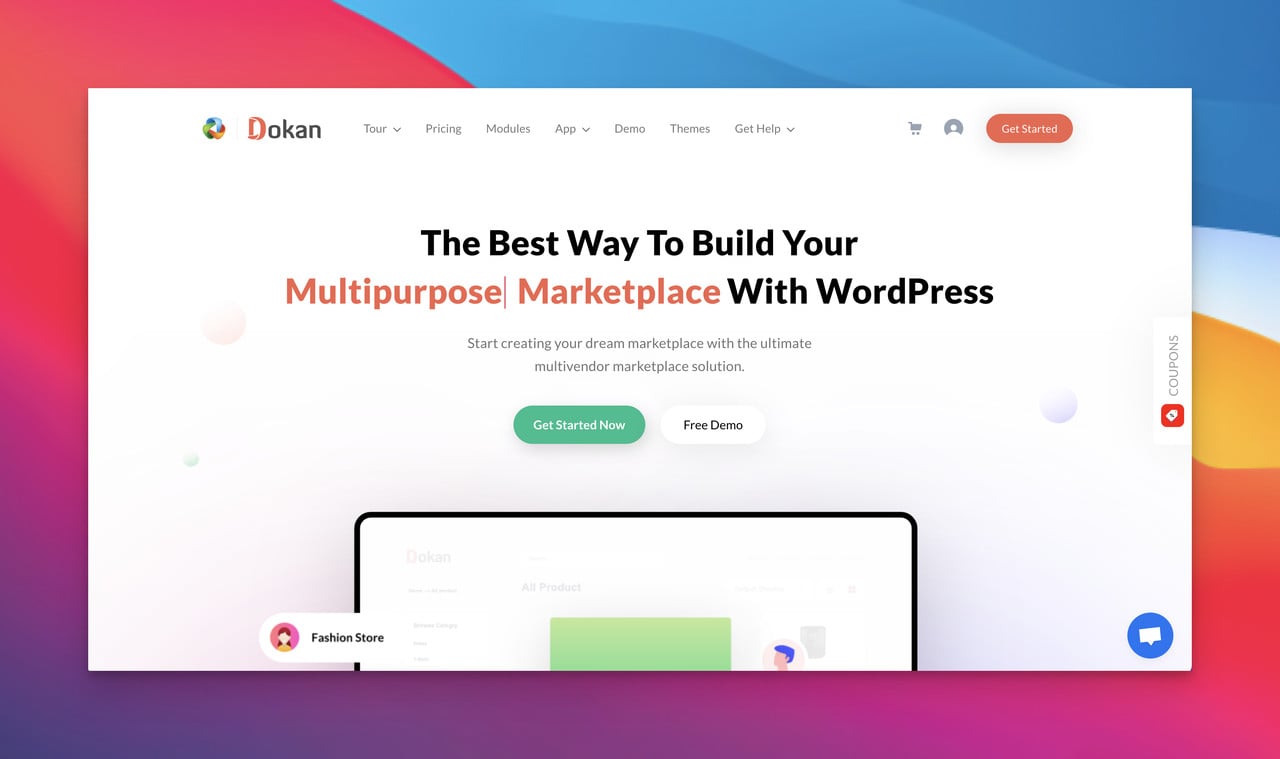 Dokan multi-vendor marketplace platform homepage