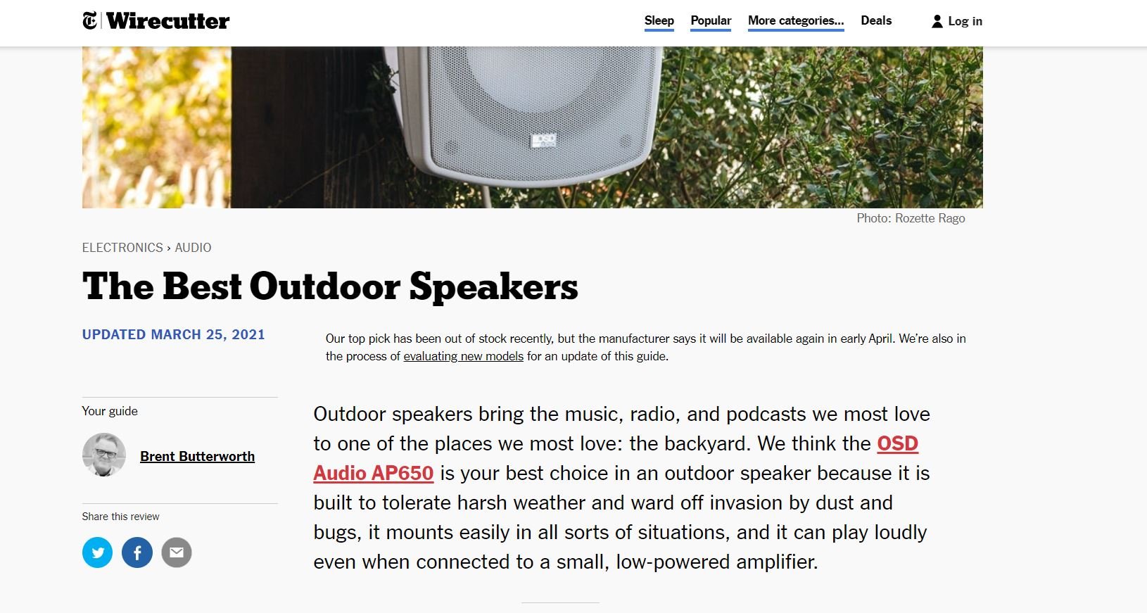 Wirecutter affiliate marketing example showing product links embedded in editorial content