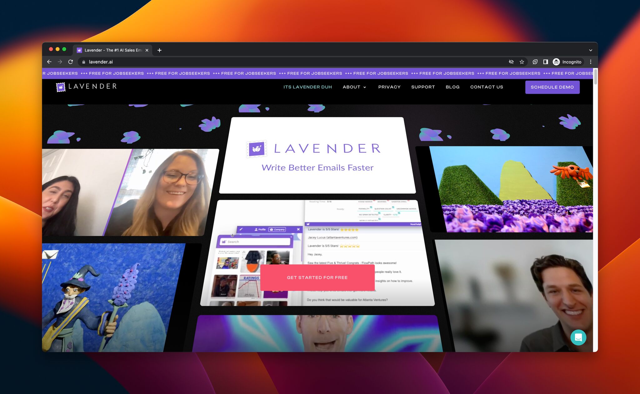 Lavender.ai'nin açılış sayfasının ekran görüntüsü, e-ticaret için yapay zeka aracı