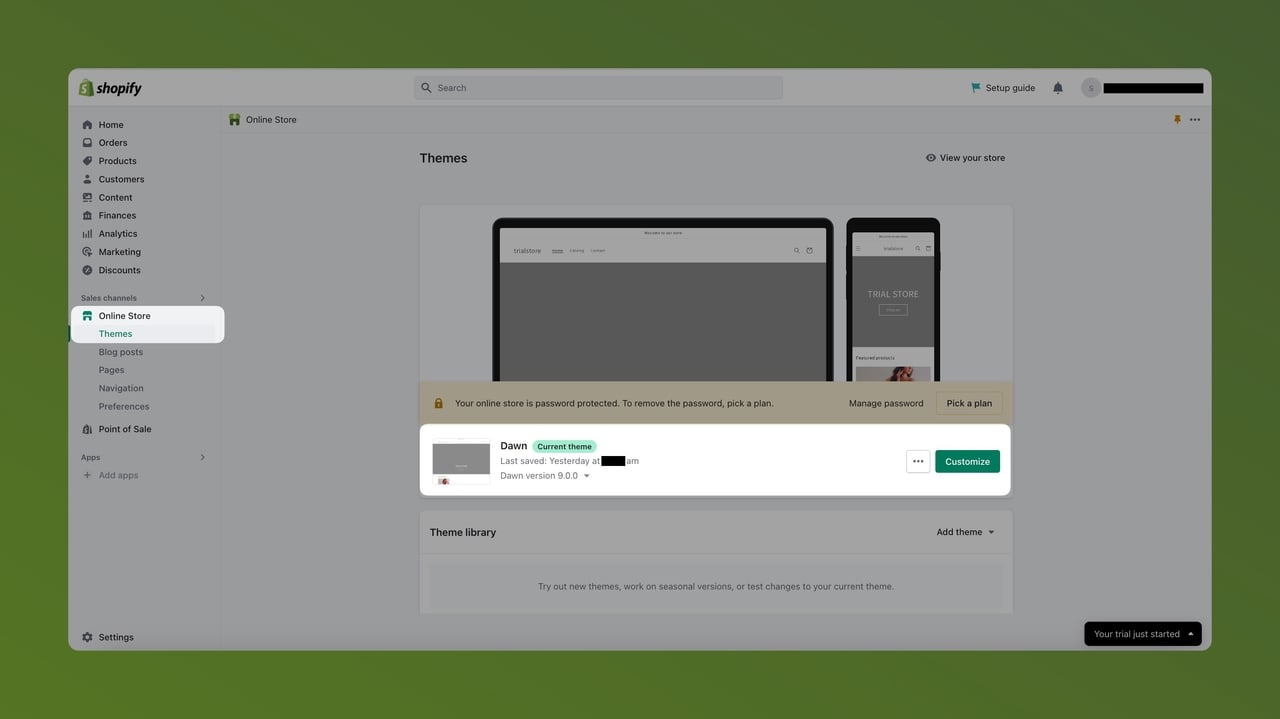 Customizing themes in the Online Store section of your Shopify store