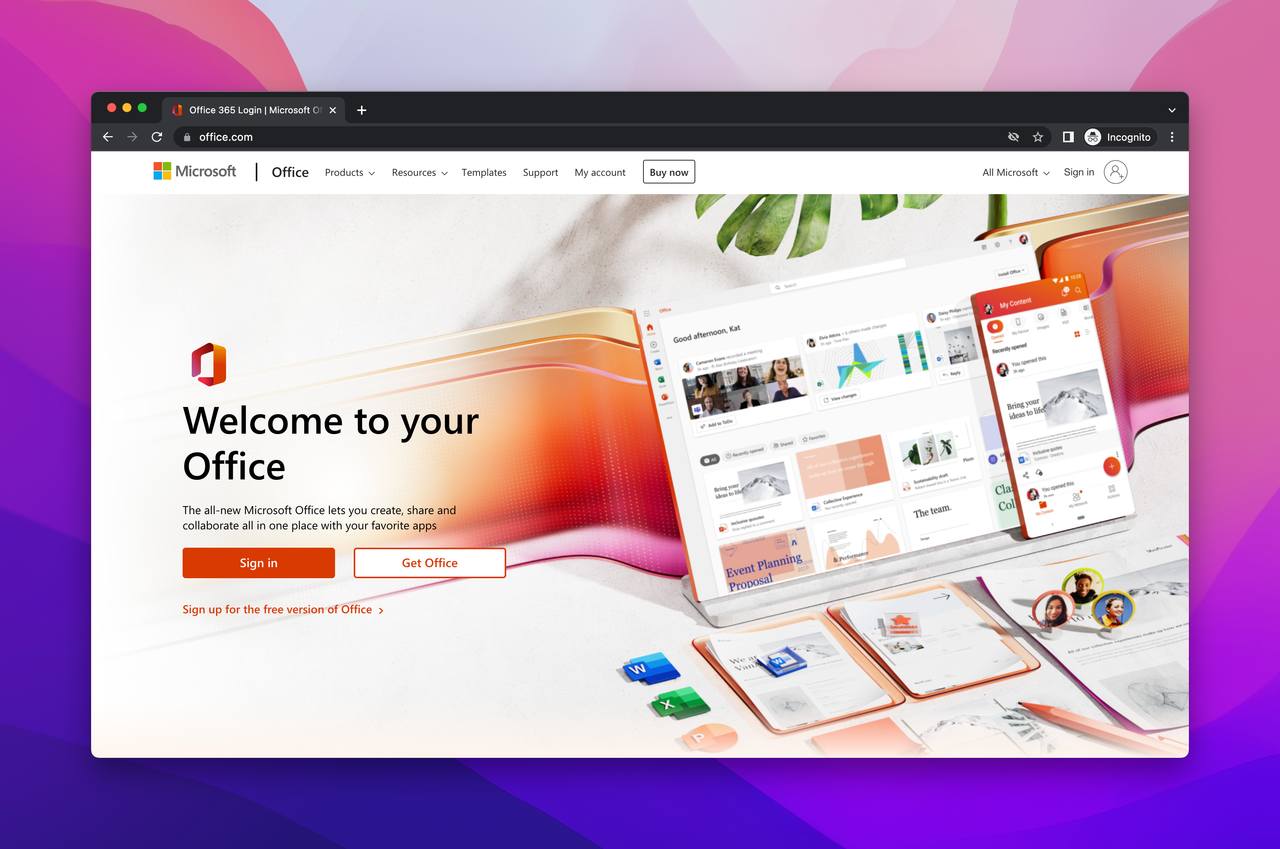 Microsoft'un ana sayfasının ekran görüntüsü, diğer şirketlere pek çok ürün sunan B2B SaaS Şirketlerinden biri
