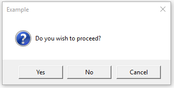 evet, hayır ve iptal seçenekleriyle "devam etmek istiyor musunuz" diyen soru popup mesaj kutusu