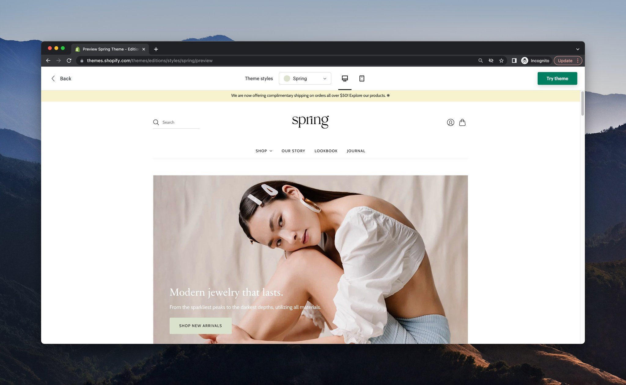 a screenshot of a demo store of Shopify template called Editions