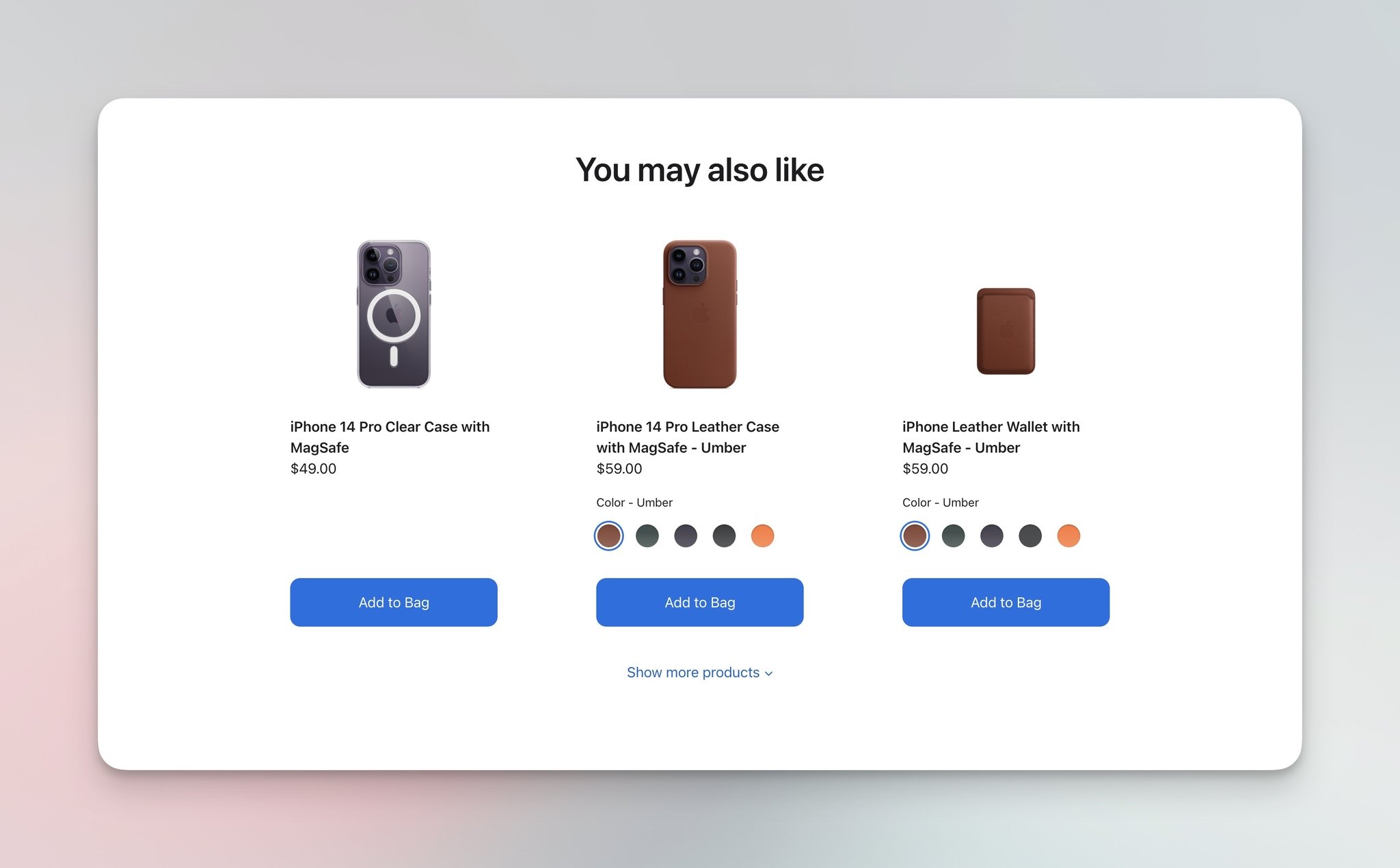 Apple checkout page with last-mile product recommendations