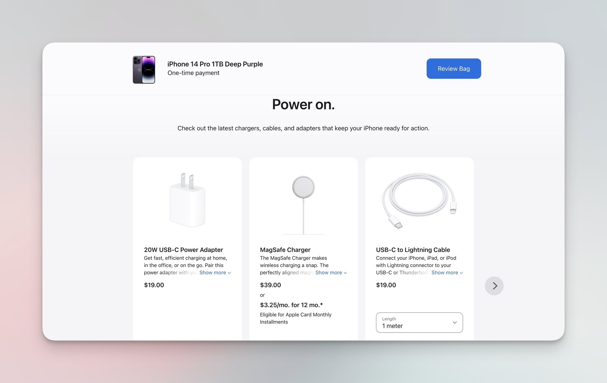 Apple basket cross-sell product recommendations