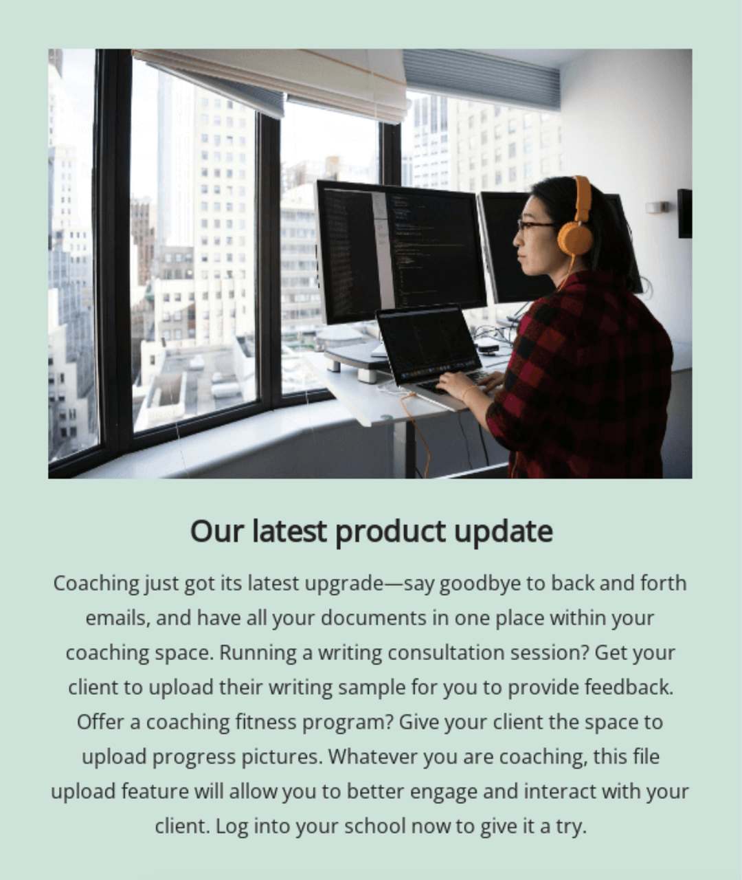 Teachable product update recommendation email announcing a new feature with a friendly demo link