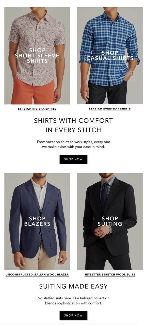 Bonobos post-purchase product recommendation email showing complementary wardrobe items