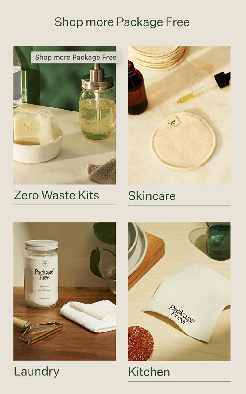 Package Free product recommendation email displaying four sustainable products from a single category