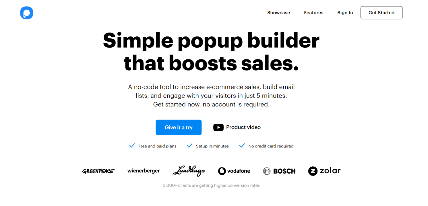 Homepage of Popupsmart, a popup builder app