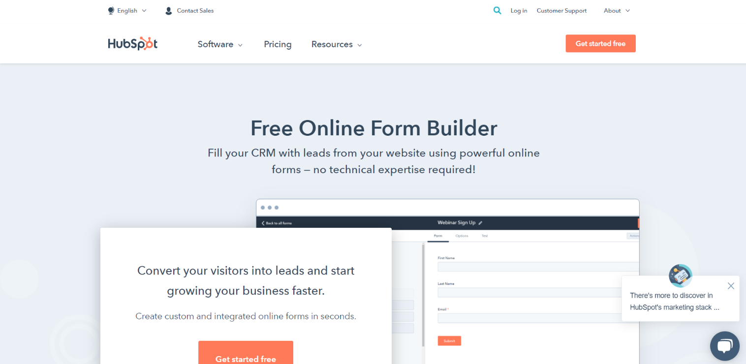 HubSpot online form builder
