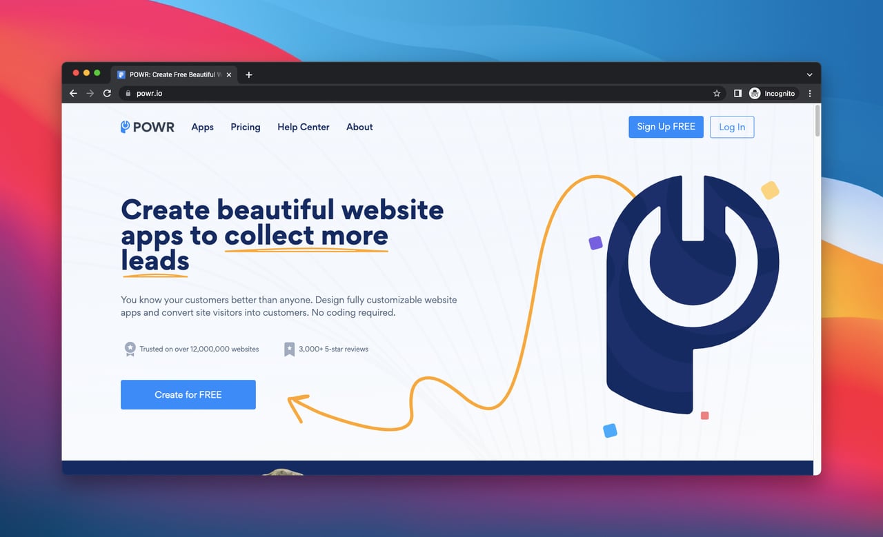Screenshot of POWR's homepage, this is a form builder