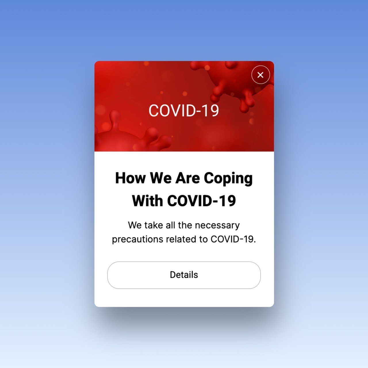 COVID-19 ile Nasıl Baş Ettiğimizi Anlatan bir Bilgilendirme Pop-up Örneği