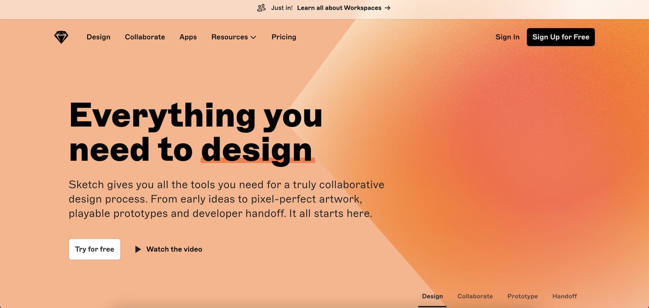 Sketch SaaS landing page screenshot