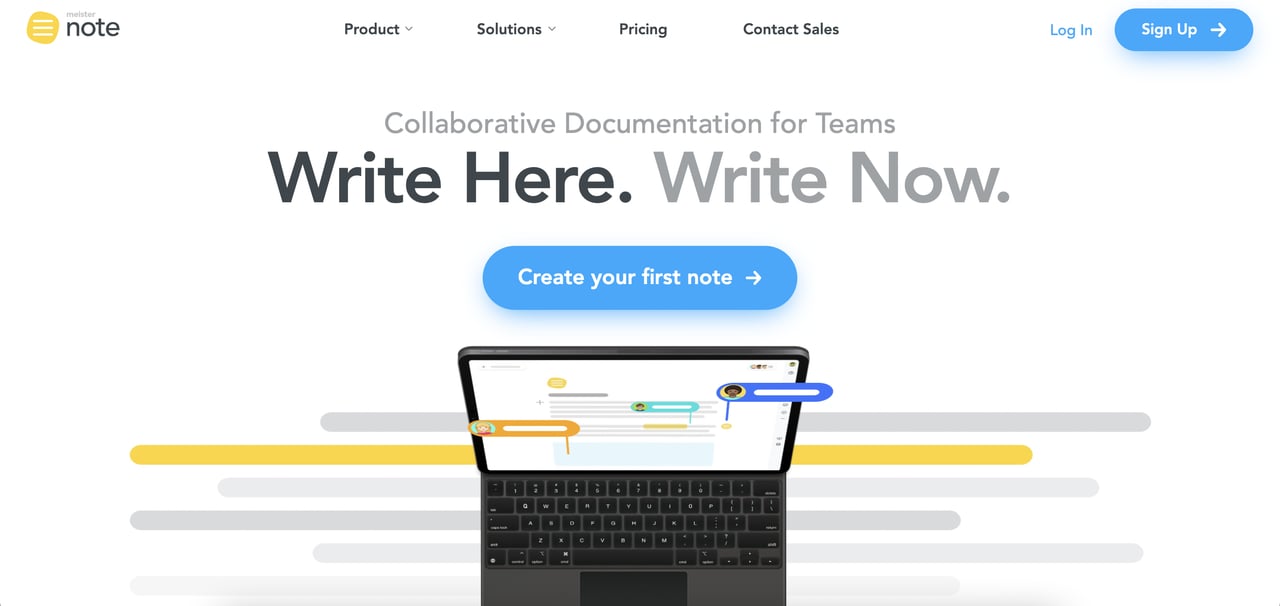 MeisterNote SaaS landing page screenshot