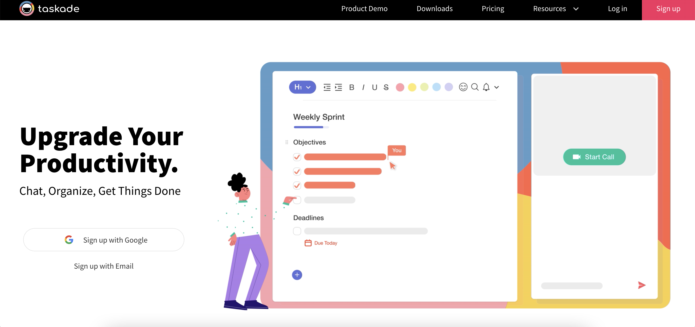 Taskade SaaS landing page screenshot