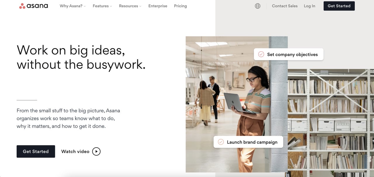 Asana SaaS landing page screenshot