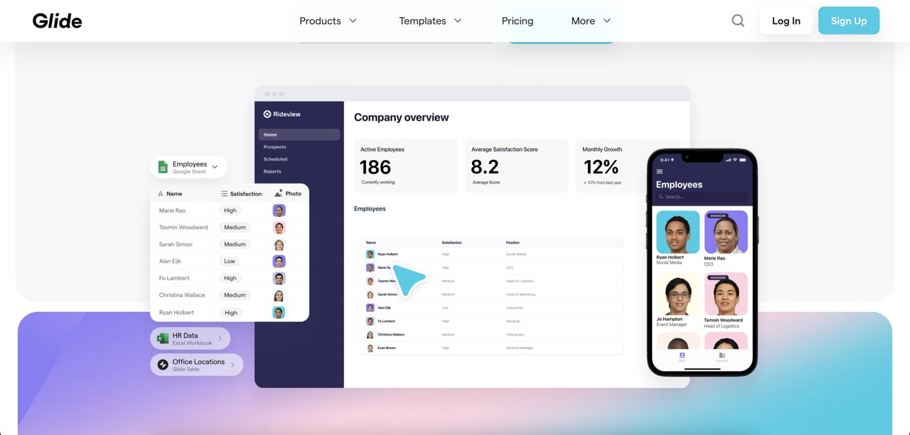 Glide SaaS landing page screenshot