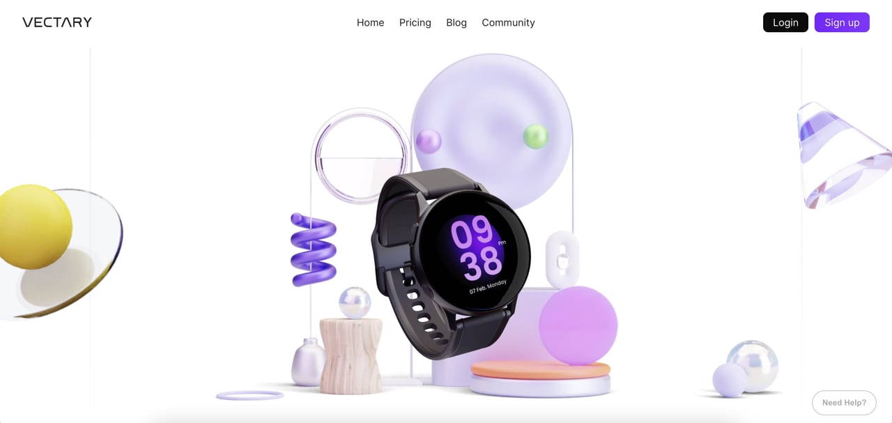Vectary SaaS landing page screenshot