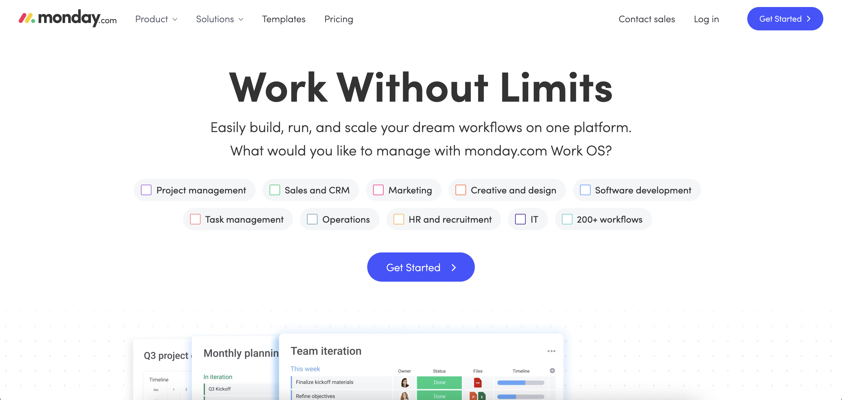 Monday.com SaaS landing page screenshot
