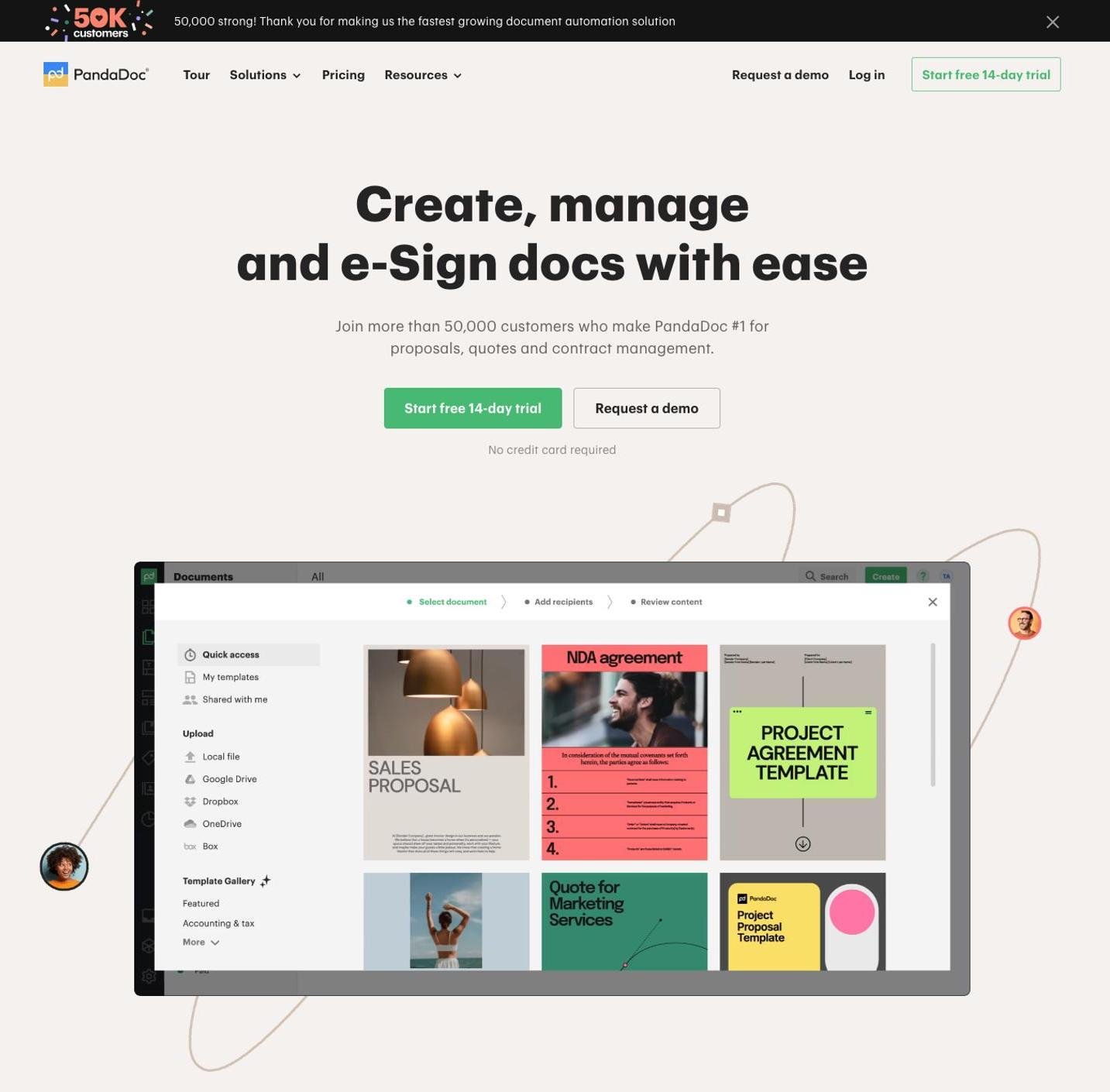 PandaDoc SaaS landing page screenshot