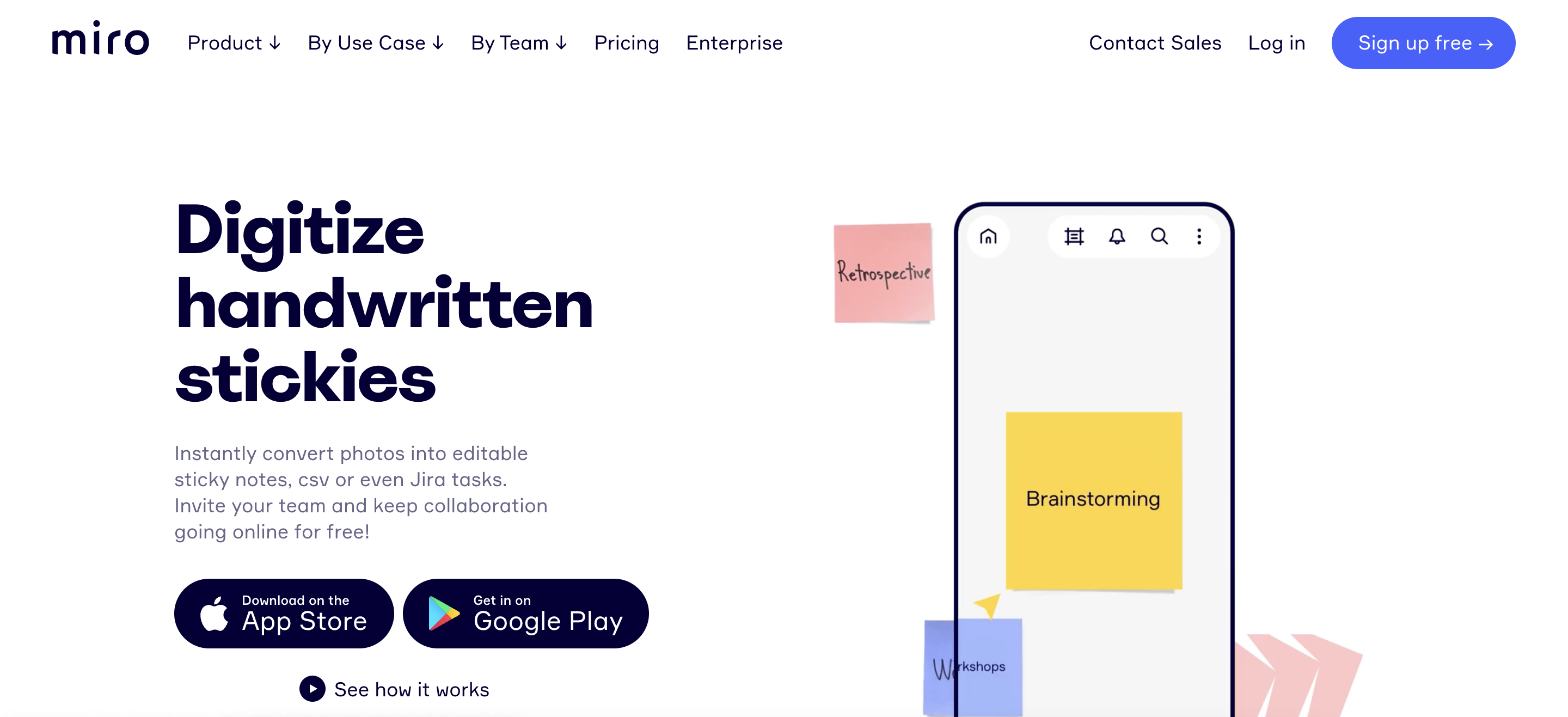 Miro SaaS landing page screenshot