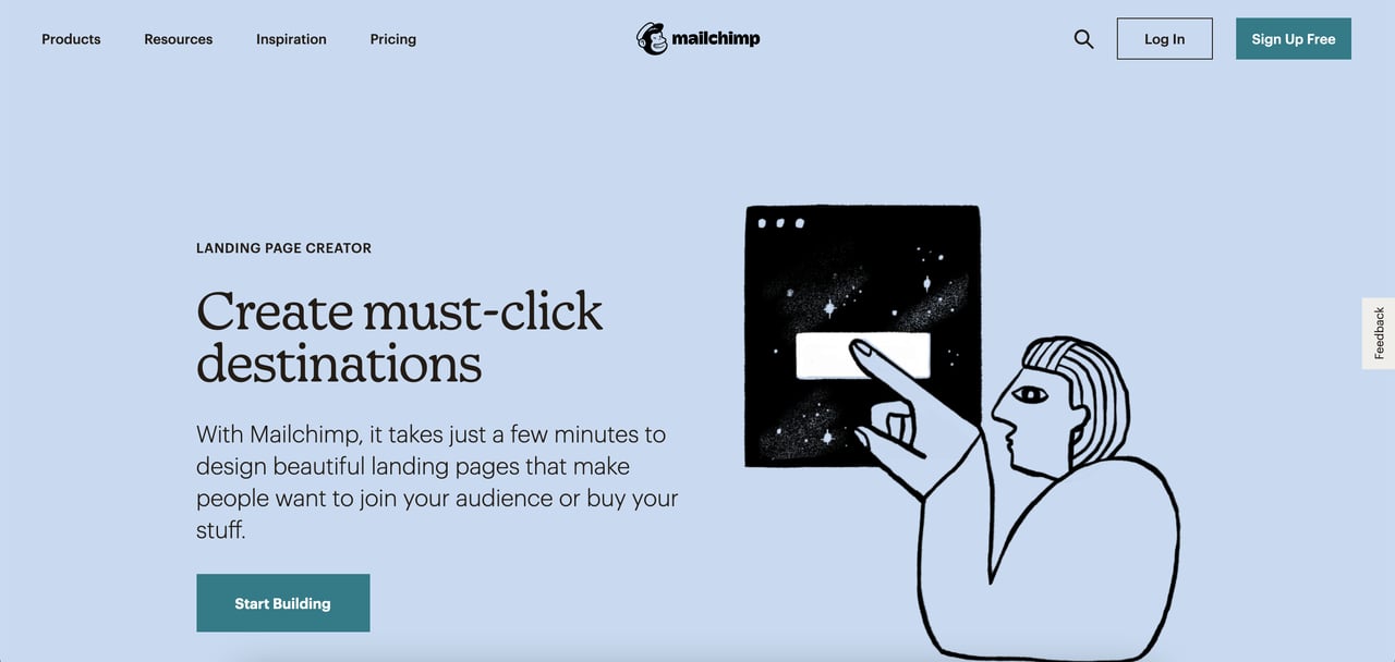 Mailchimp SaaS landing page screenshot