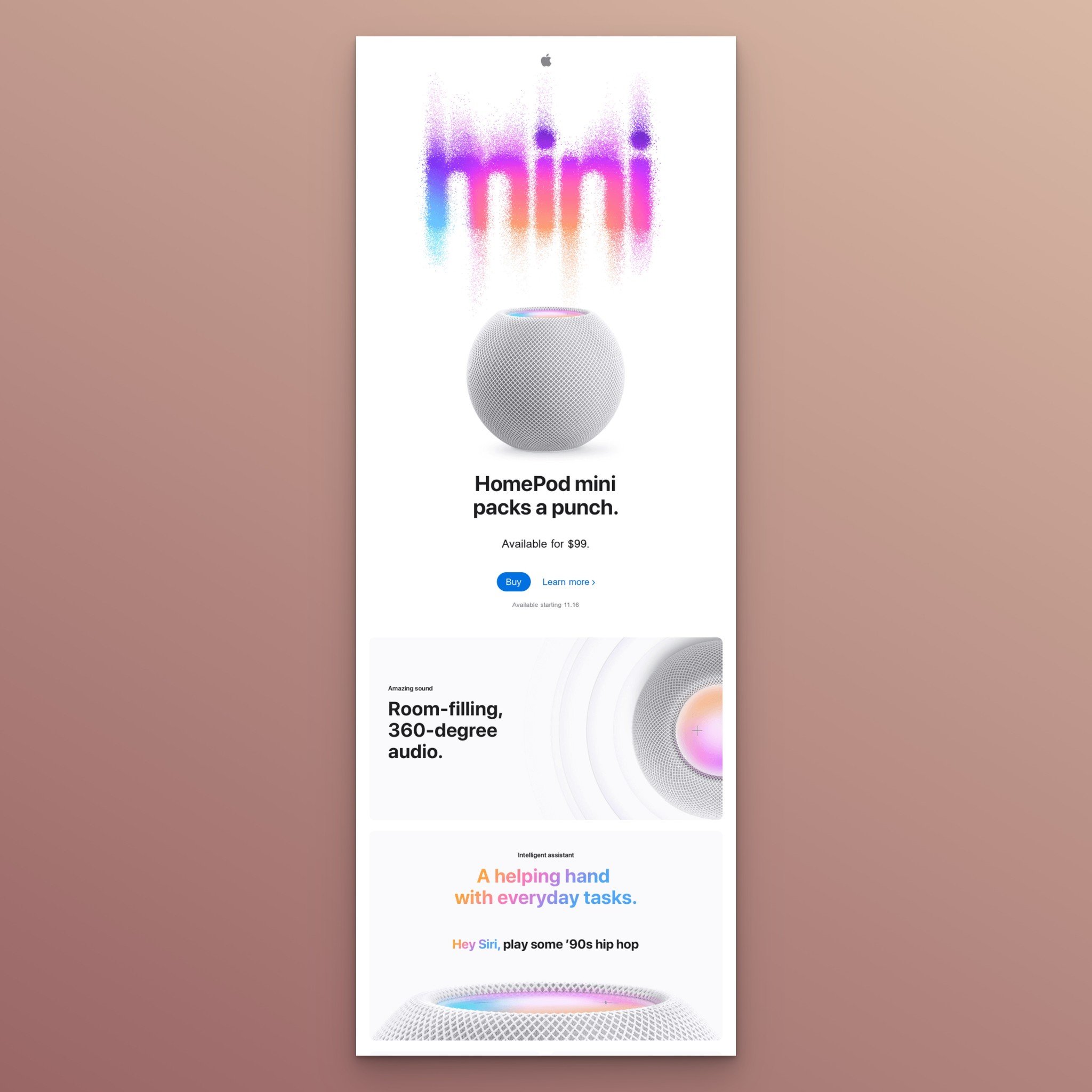 Apple'ın yeni gelenler e-postasının ekran görüntüsü