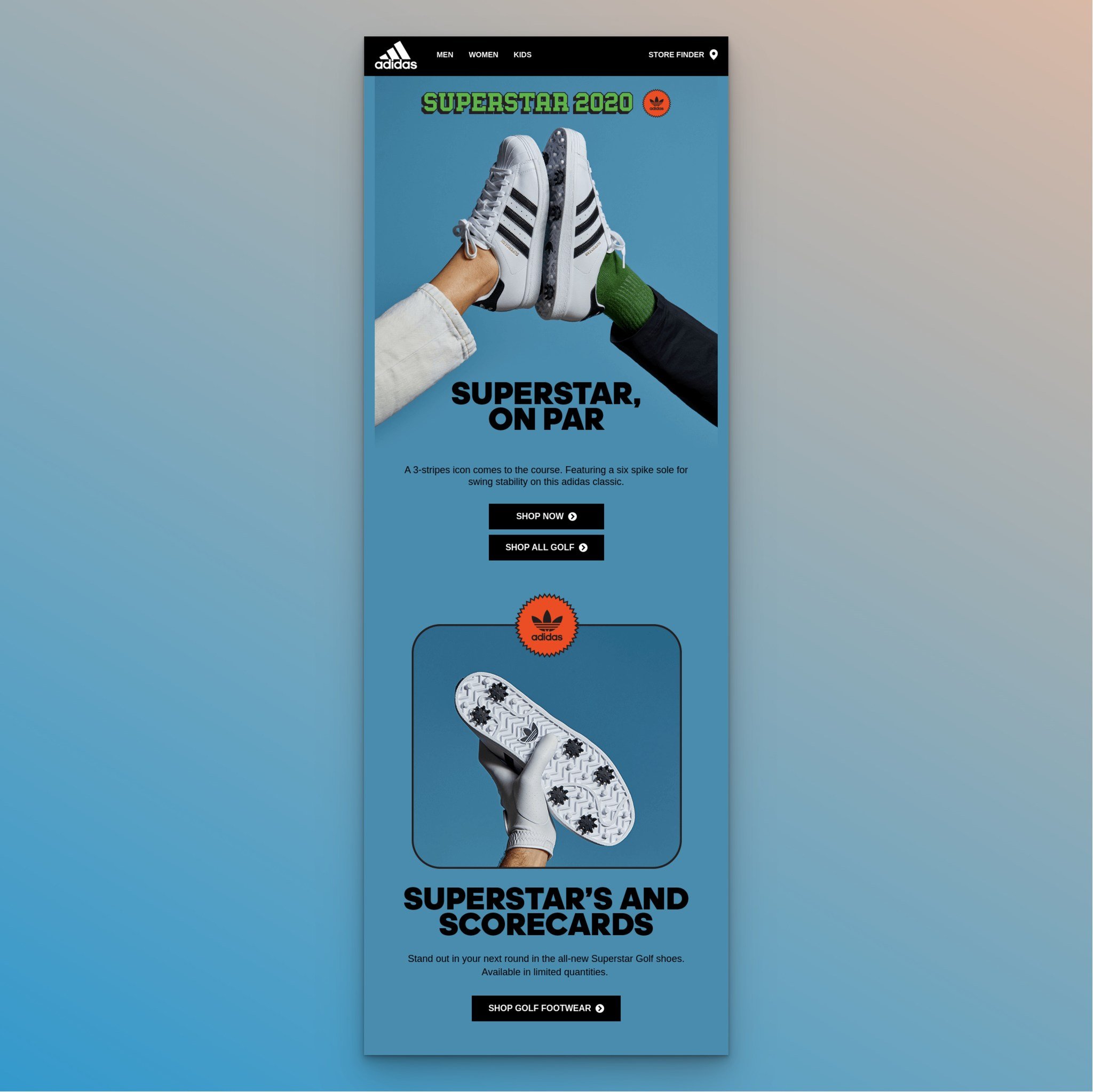 Adidas'tan yeni ürün e-postasının ekran görüntüsü