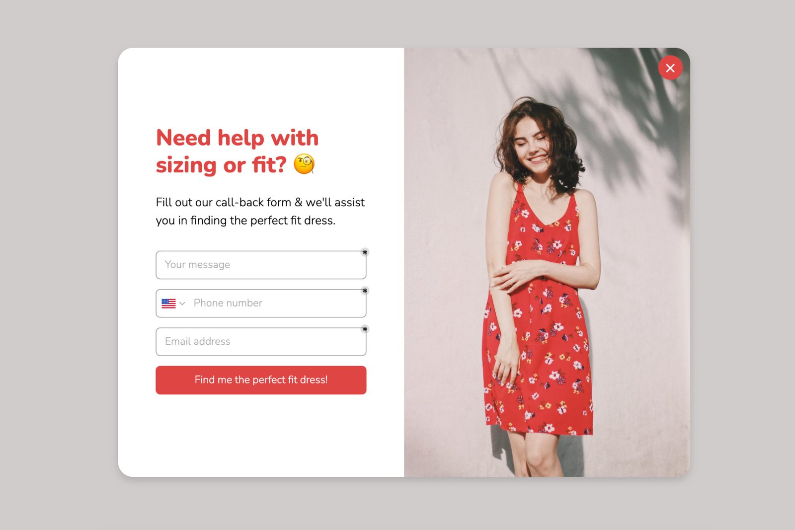 Kişiselleştirilmiş destek pop-up örneği ROI artırmak için telefon görüşmeleriyle