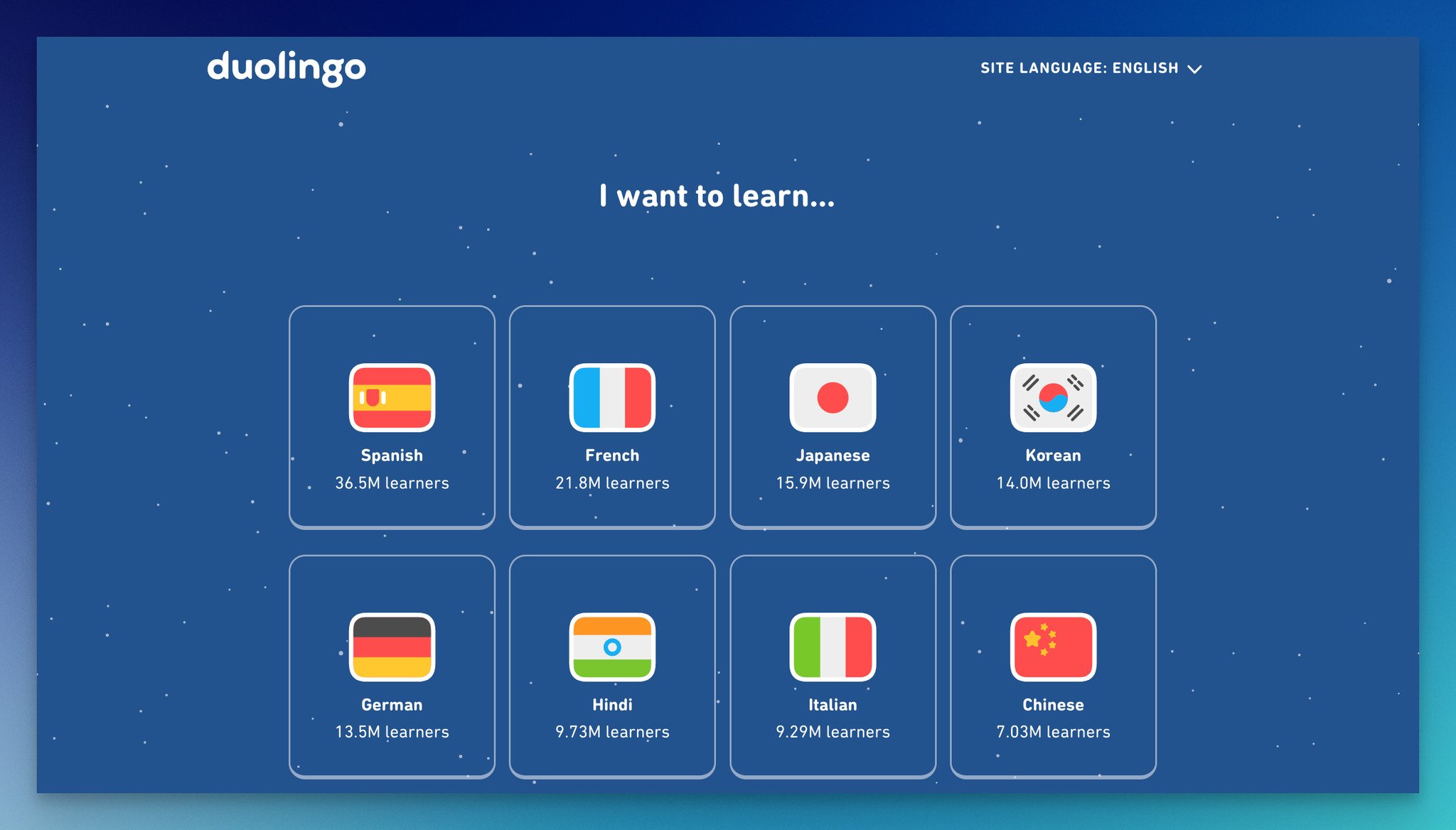 Duolingo'nun onboarding formunun ilk adımı, bu bir lead generation formu örneğidir