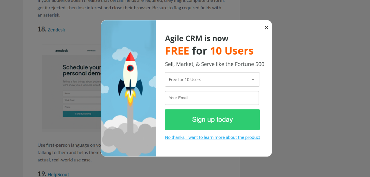 Agile CRM potansiyel müşteri toplama formu