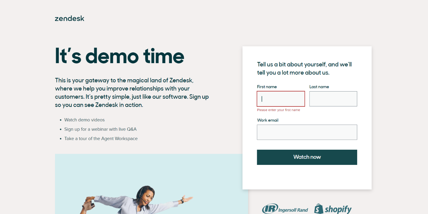 Zendesk lead capture formu