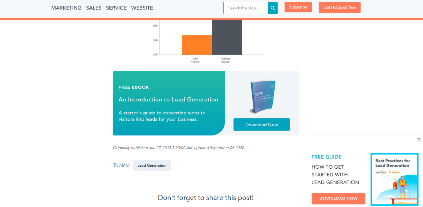 HubSpot ücretsiz e-kitap teklifi