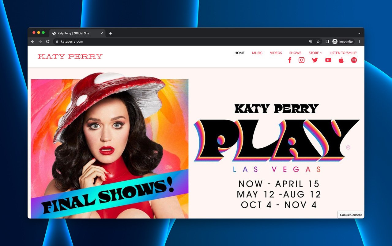 Katy Perry'nin resmi web sitesi