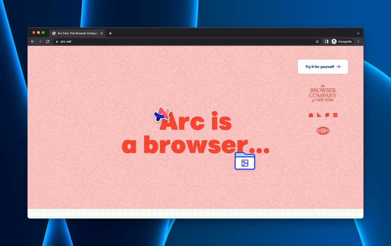 Arc tarayıcısının pembe arka planlı başlangıç sayfası