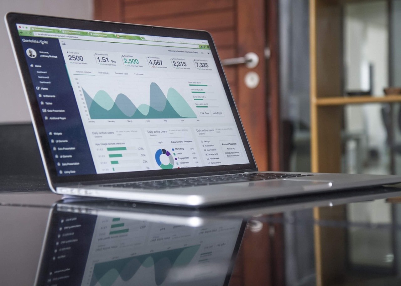 E-posta açılma oranı istatistiklerini gösteren bir dizüstü bilgisayar