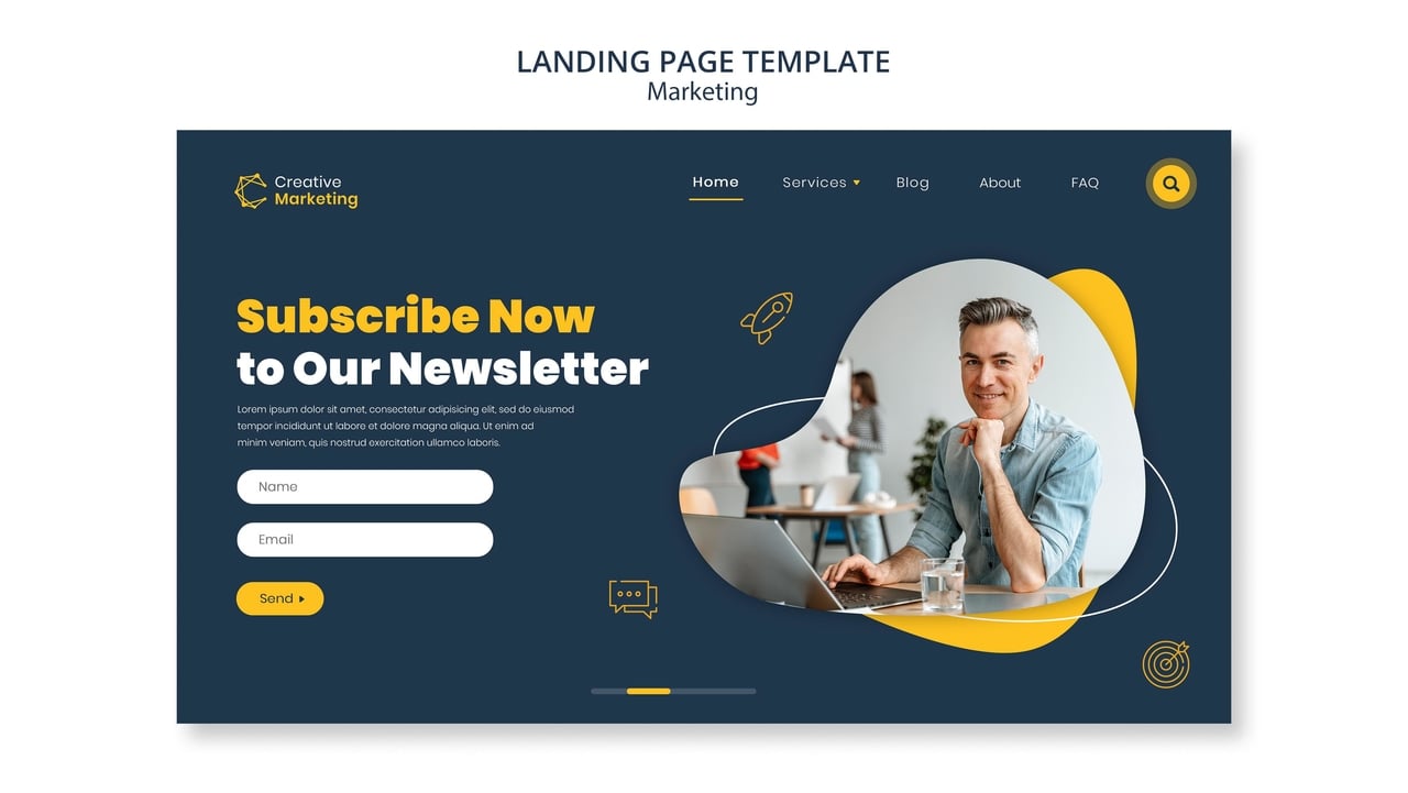 Landing page mockup shown as an inbound marketing conversion asset