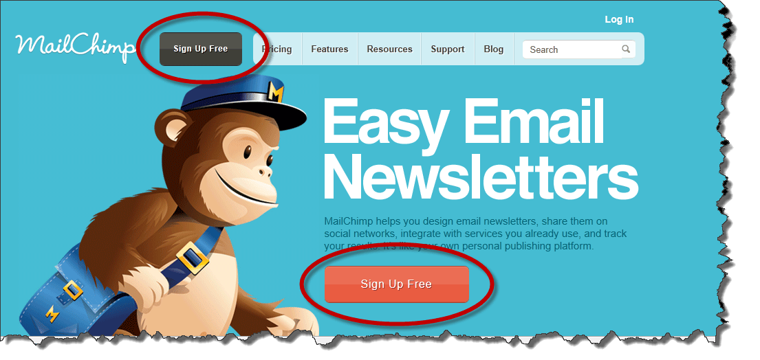 MailChimp call to action example in an email newsletter.