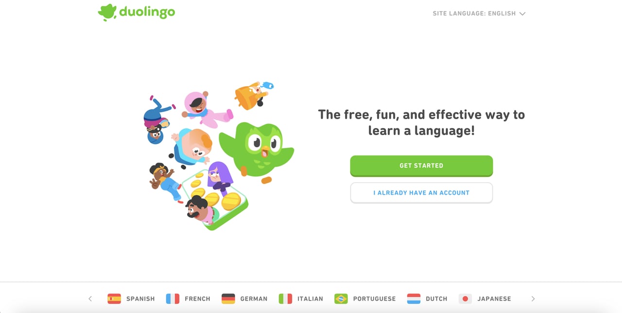 Duolingo ana sayfası