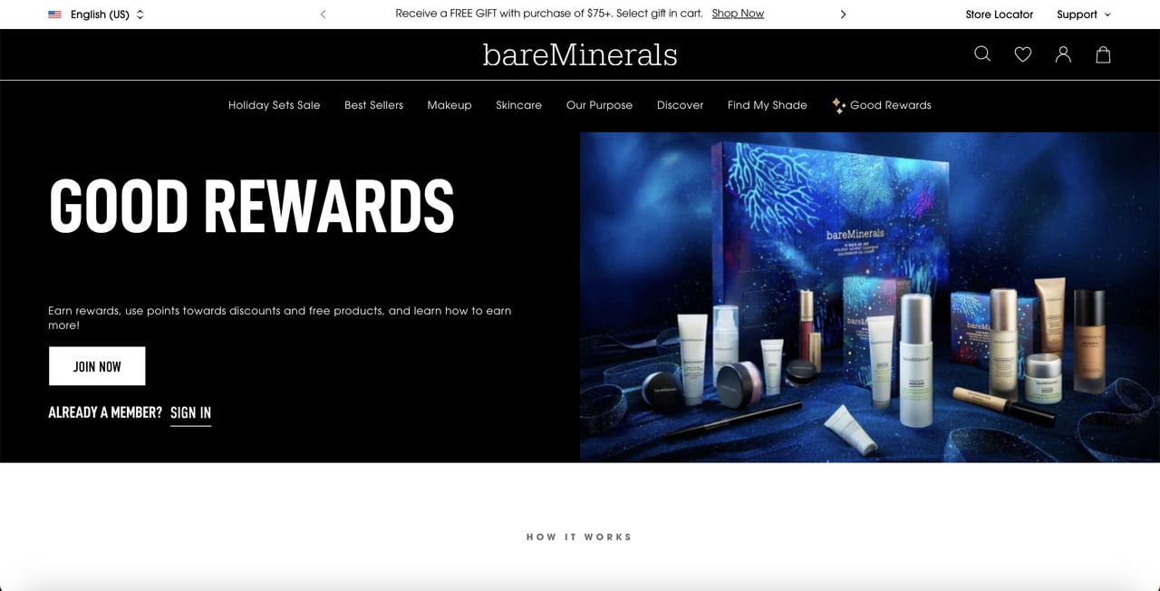 bareminerals Ödüller sayfasında vurgulanan ödüller