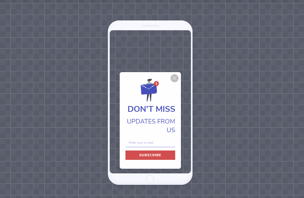 Mobile popup example showing non-intrusive lead capture design on smartphone screen