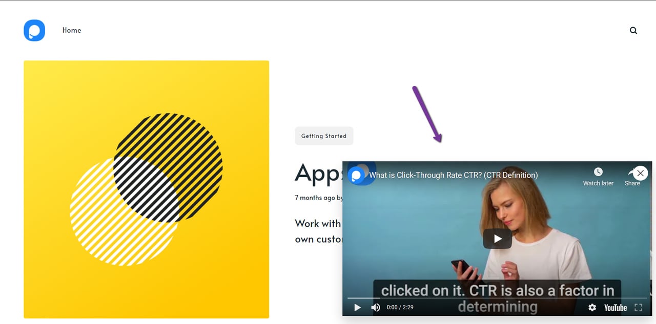 video açılır pencere örneği