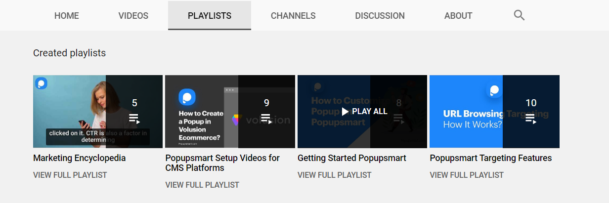 popupsmart youtube oynatma listeleri
