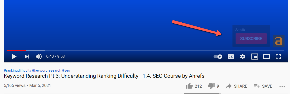 Ahrefs YouTube video filigranı
