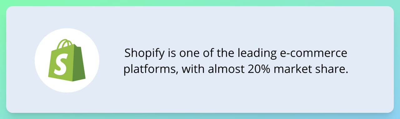 Shopify is one of the leading eCommerce in the world with almost 20% market share