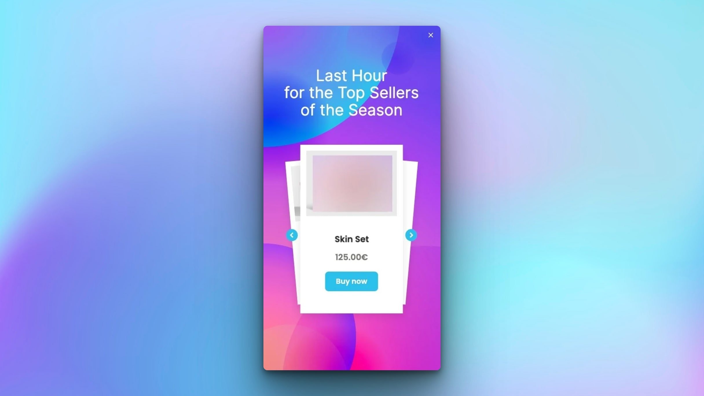 Popupsmart Shopify popup element showing product collection in a card-style layout
